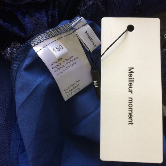 Meilleur Moment Girls Dress Navy Velvet Lace Star Tulle Bow Back Size 12 NWOT - Picture 6 of 7